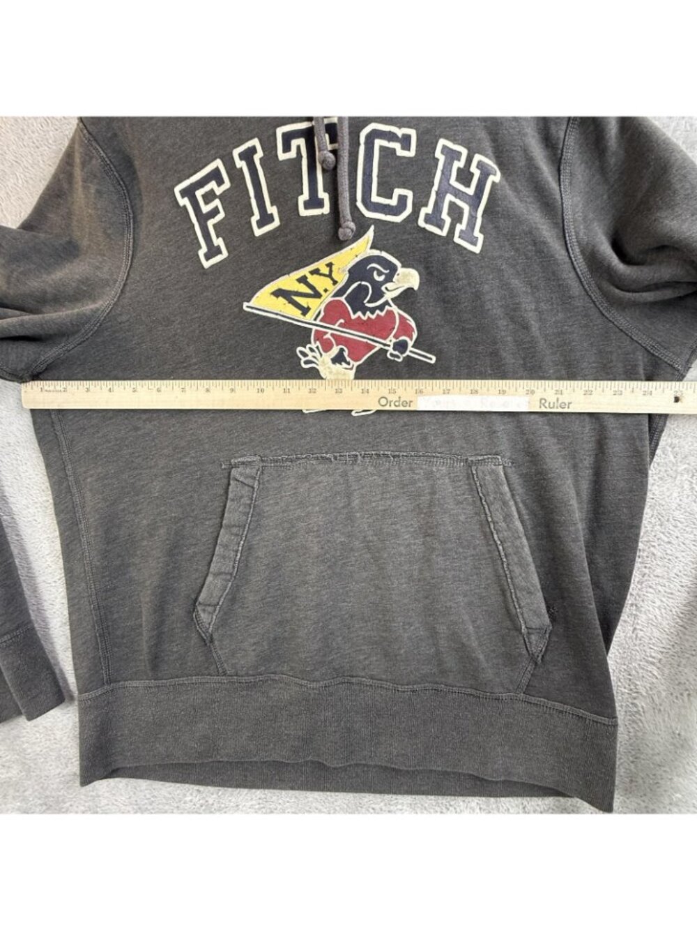 Vintage Abercrombie & Fitch Hoodie Men 2XL Gray Pullover Fleece Sweatshirt Fitch - Picture 8 of 14